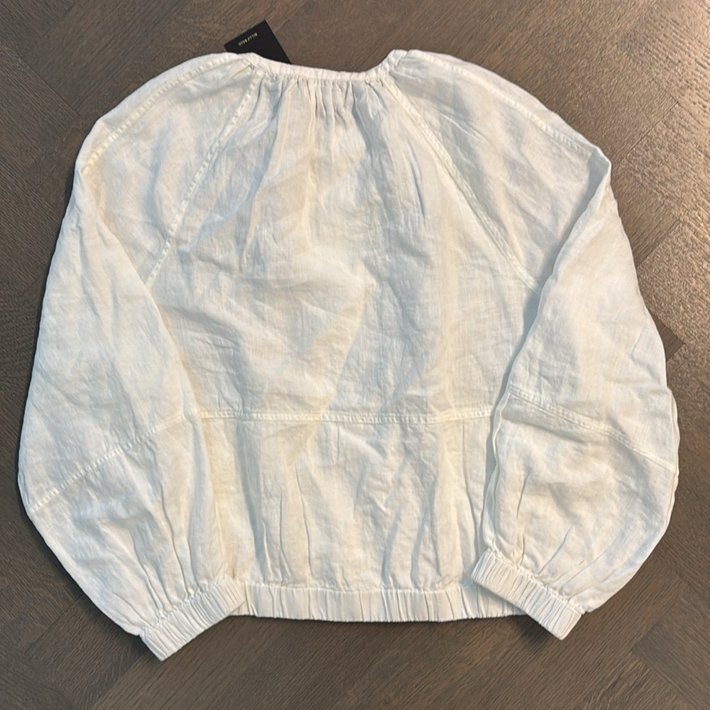 Billy Reid White linen feminine bomber Jacket - Picture 3 of 11